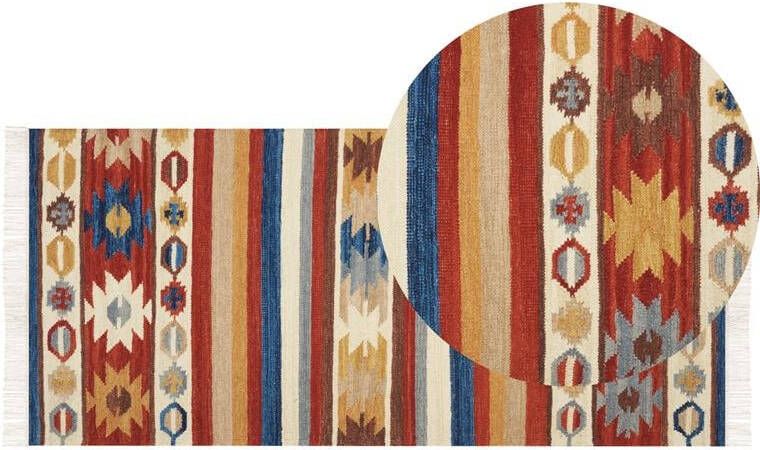 Beliani JRARAT Kelim vloerkleed Multicolor 80 x 150 cm Wol