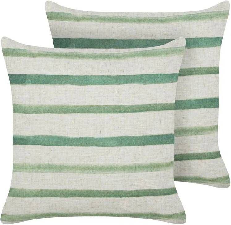 Beliani -KAFRA-Sierkussen set van 2-Groen-45 x 45 cm-Polyester