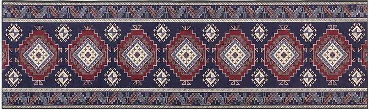 Beliani KANGAL Loper tapijt Blauw|Rood 60 x 200 cm Polyester
