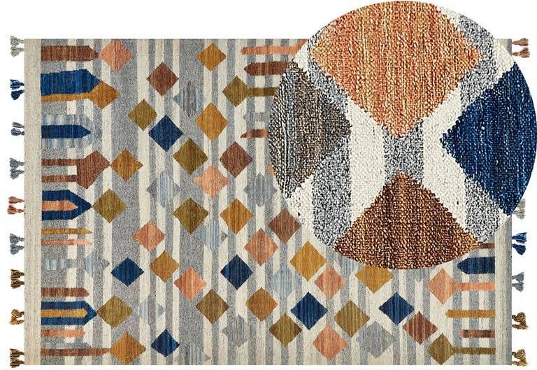 Beliani -KASAKH-Kelim vloerkleed-Multicolor|Groen-200 x 300 cm-Wol