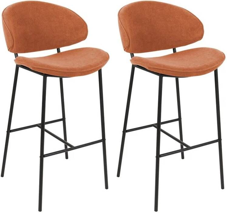Beliani KIANA Barkruk set van 2 Oranje Polyester