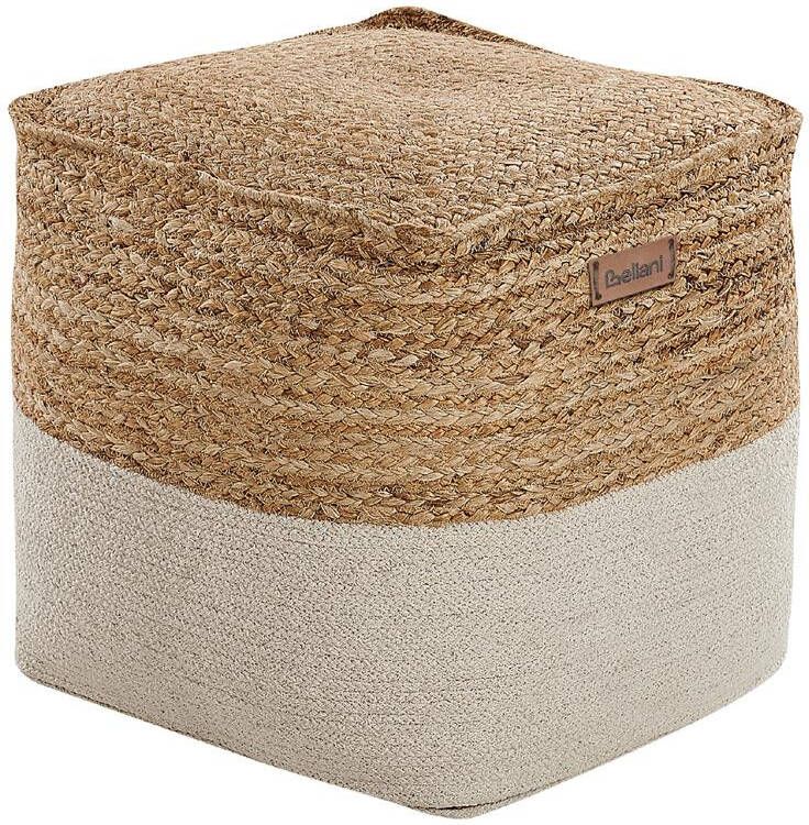 Beliani KIRAMA Poef Lichtbeige Katoen