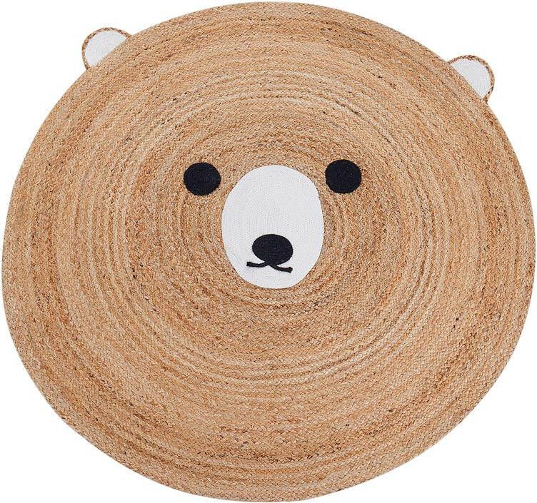 Beliani KOSALAR Laagpolig vloerkleed Beige ø 120 cm Jute