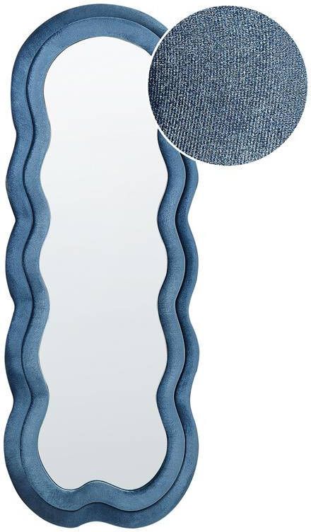 Beliani LACS Wandspiegel-Blauw-Fluweel