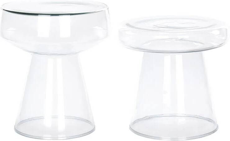 Beliani LAGUNA|CALDERA Bijzettafel set van 2 Transparant Glas