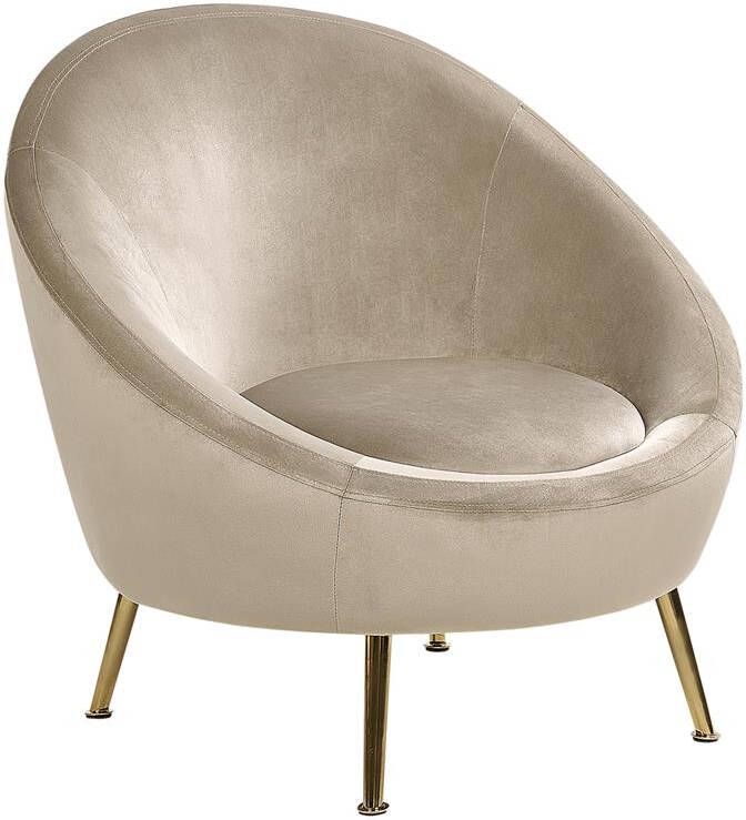 Beliani LANGA Fauteuil Taupe Fluweel