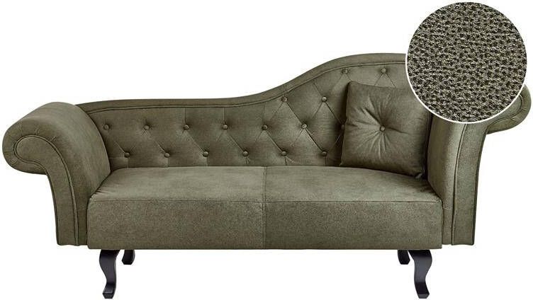 Beliani -LATTES II-Chaise longue-Olijfgroen-Rechterzijde-Fluweel