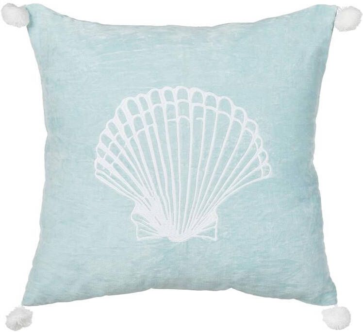 Beliani LEATHESIA Sierkussen Blauw 45 x 45 cm Fluweel