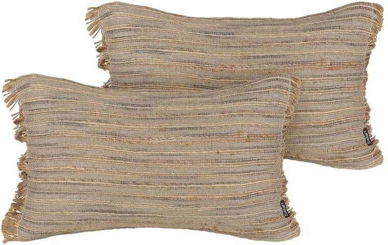 Beliani LEDUM Sierkussen set van 2 Beige 45 x 45 cm Jute