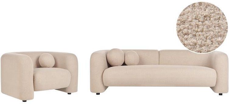 Beliani LEIREN Woonkamerset 4-zits Beige Bouclé