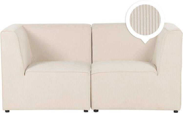 Beliani LEMVIG Tweezitsbank Lichtbeige Corduroy