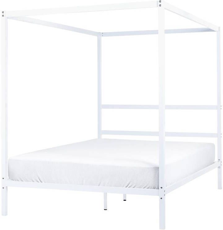 Beliani LESTARDS Hemelbed Wit 140 x 200 cm Staal