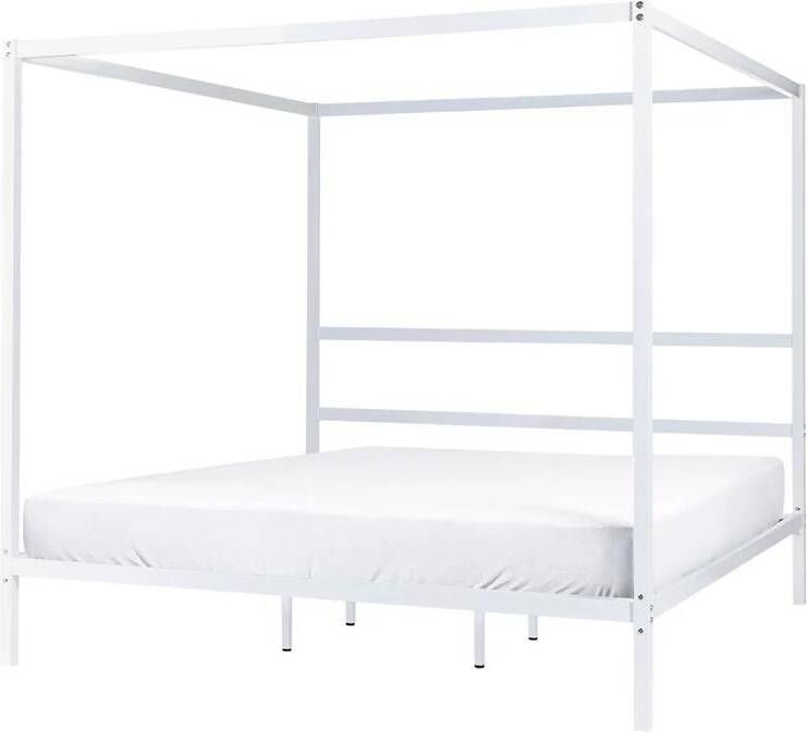 Beliani LESTARDS Hemelbed Wit 180 x 200 cm Staal