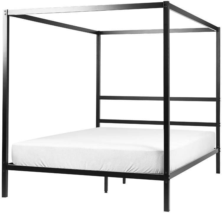 Beliani LESTARDS Hemelbed Zwart 160 x 200 cm Staal