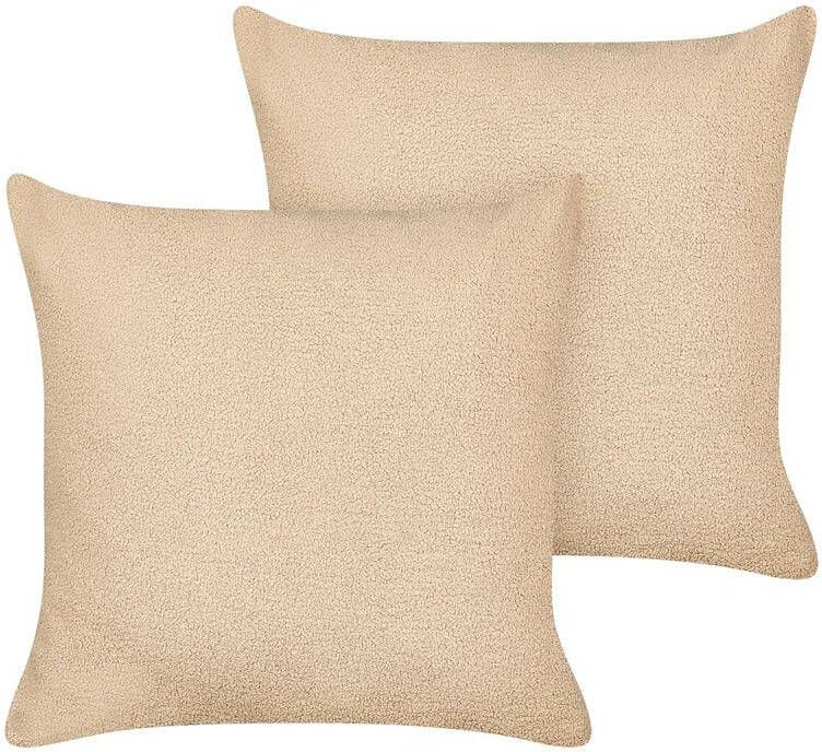 Beliani -LEUZEA-Sierkussen set van 2-Zandbeige-60 x 60 cm-Bouclé