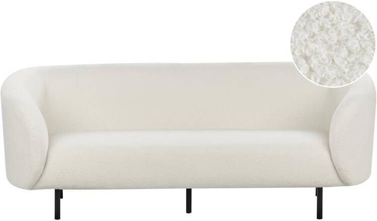 Beliani LOEN Driezitsbank Wit|Zwart Bouclé