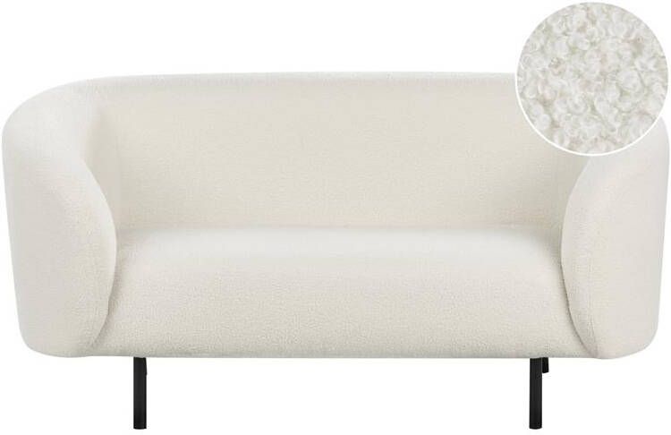 Beliani LOEN Tweezitsbank Wit|Zwart Bouclé