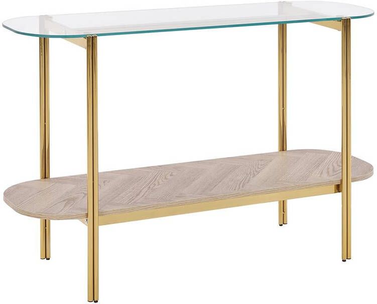 Beliani LOVELL Sidetable Lichtbruin|Goud Hout