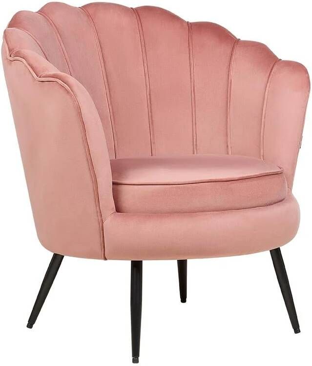 Beliani LOVIKKA Kuipstoel-Roze-Fluweel