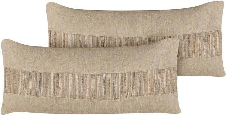 Beliani LUINA Sierkussen set van 2 Beige 45 x 45 cm Jute