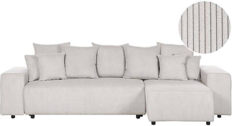 Beliani LUSPA Hoekbank Lichtbeige Linkszijdig Corduroy