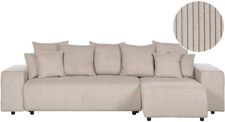 Beliani LUSPA Hoekbank Taupe Linkszijdig Corduroy