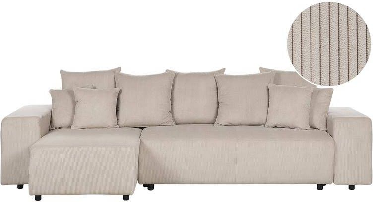 Beliani LUSPA Hoekbank Taupe Rechtszijdig Corduroy