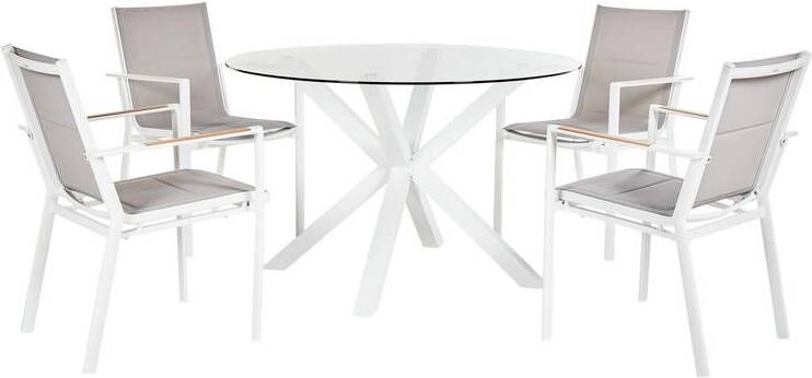 Beliani MALETTO|BUSSETO Tuinset voor 4 Wit Aluminium|Glas