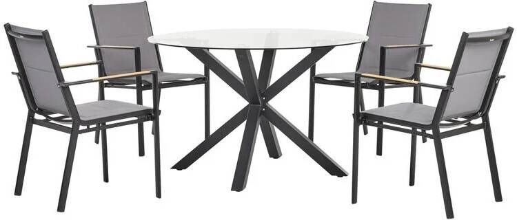 Beliani MALETTO|BUSSETO Tuinset voor 4 Zwart Aluminium