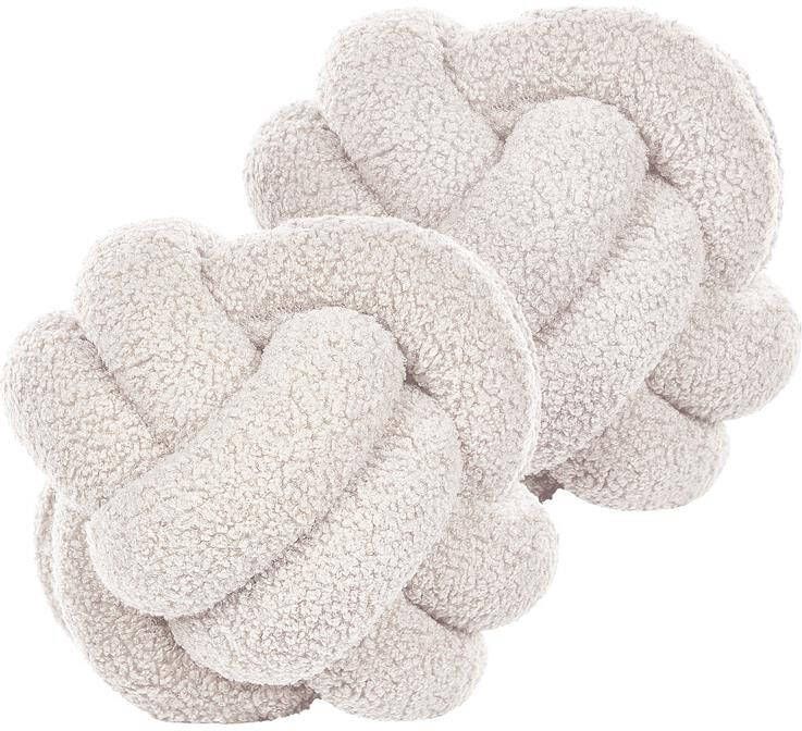 Beliani MALNI Sierkussen set van 2 Wit Bouclé