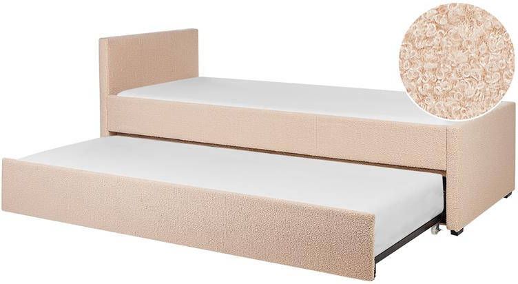Beliani MARMANDE Slaapbank Perzik 80 x 200 cm Bouclé