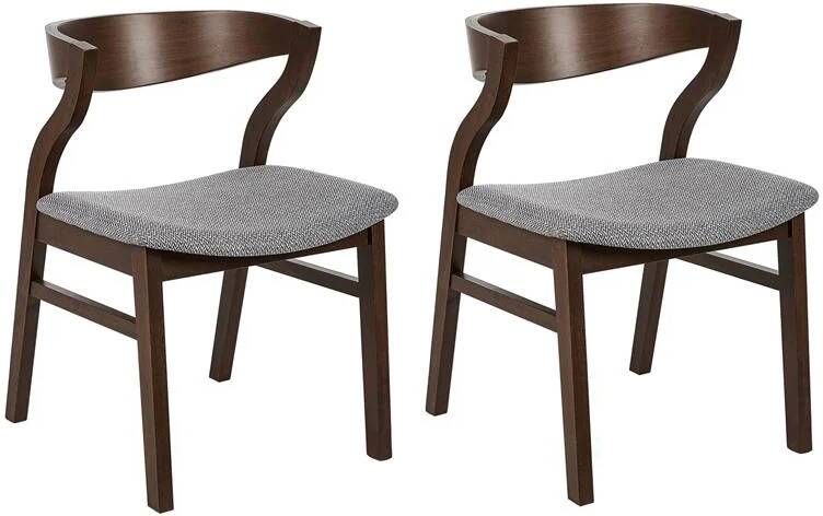 Beliani MAROA Eetkamerstoel-Grijs-Polyester Rubberhout Multiplex