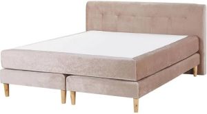 Beliani MARQUISE Tweepersoons boxspring beige Fluweel