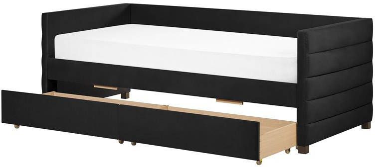 Beliani MARRAY Slaapbank Zwart 90 x 200 cm Fluweel