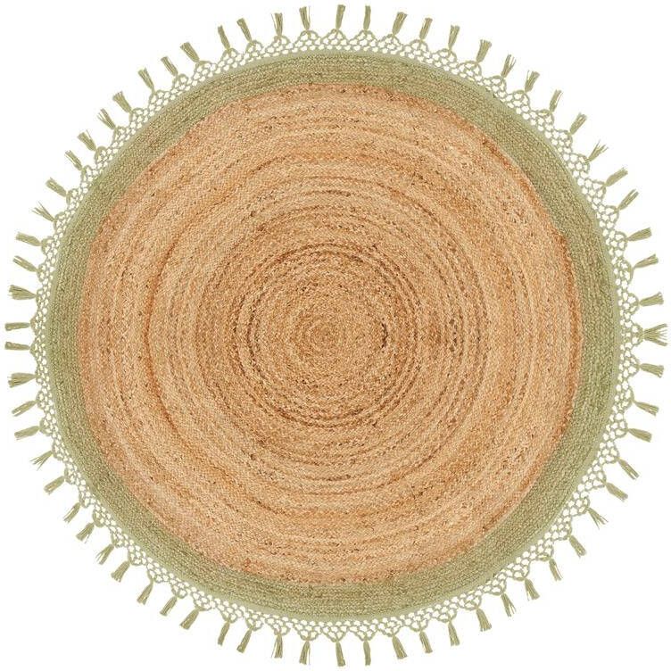 Beliani MARTS Vloerkleed Beige|groen 140 cm Jute