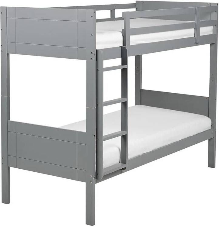 Beliani MAULDE Stapelbed Grijs 90 x 200 cm Rubberhout