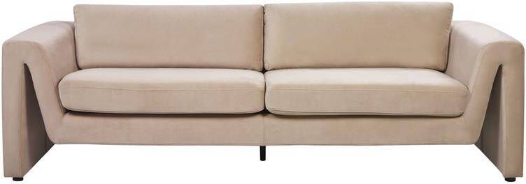 Beliani MAUNU Driezitsbank Beige Fluweel