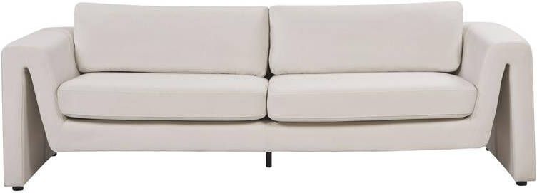 Beliani MAUNU Driezitsbank Lichtbeige Fluweel