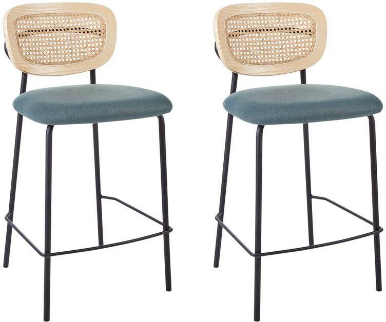 Beliani MAYETTA Barkruk set van 2 Blauw Polyester