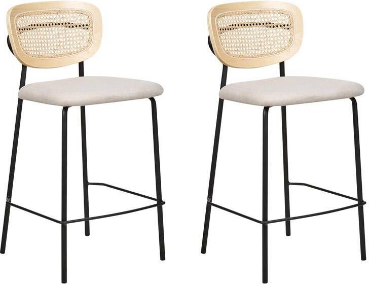 Beliani MAYETTA Barkruk set van 2 Lichtbeige Polyester