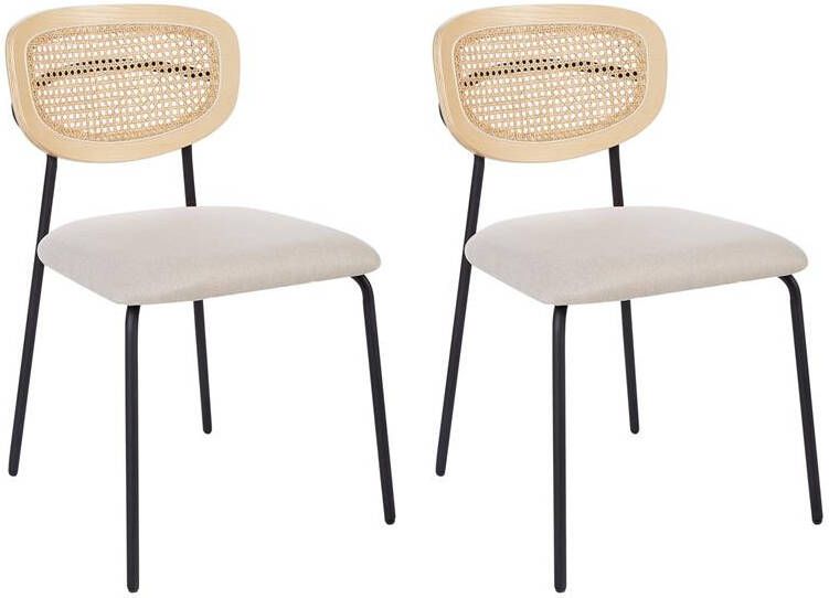Beliani MAYETTA Eetkamerstoel set van 2 Lichtbeige Polyester
