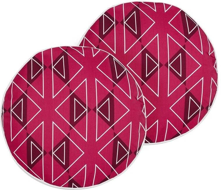 Beliani MEZZANO Tuinkussen set van 2 Roze ⌀ 40 cm Polyester