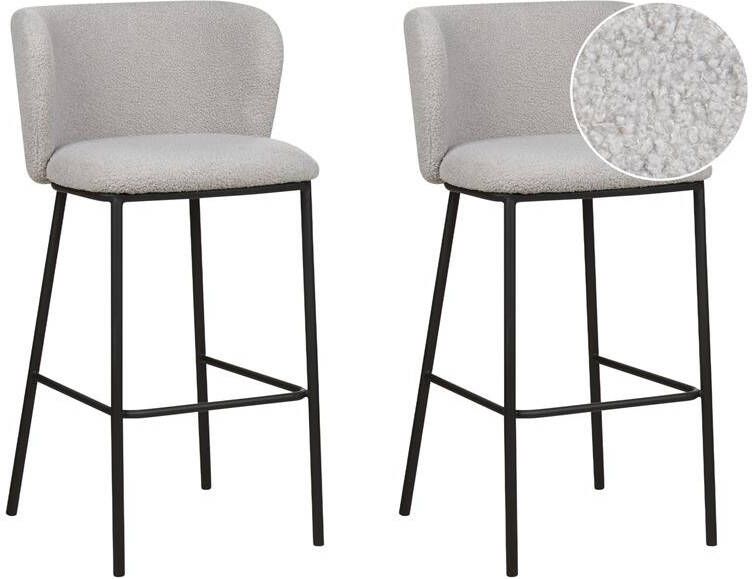 Beliani MINA Barkrukken set van 2 Grijs Bouclé