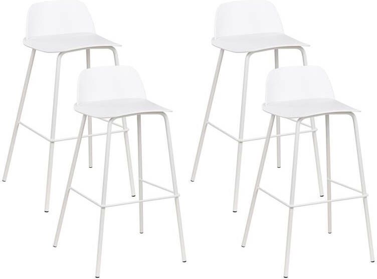 Beliani MORA Barkruk set van 4 Wit Synthetisch