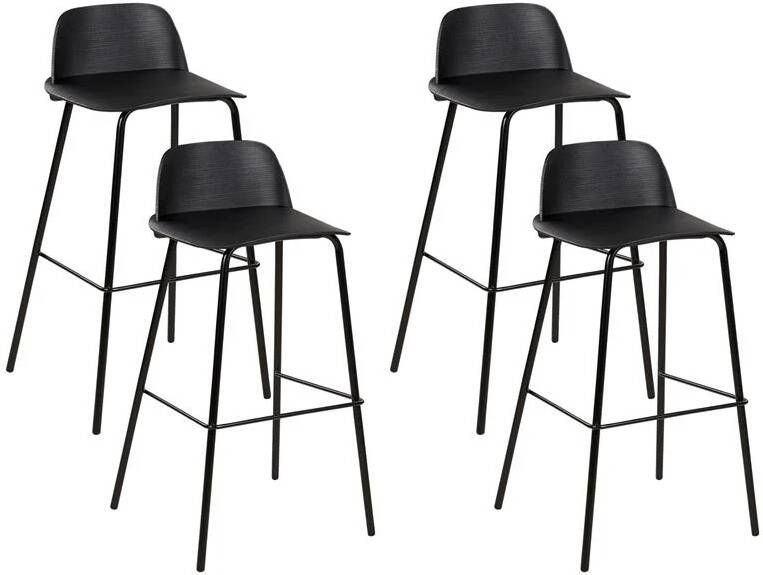 Beliani MORA Barkruk set van 4 Zwart Synthetisch