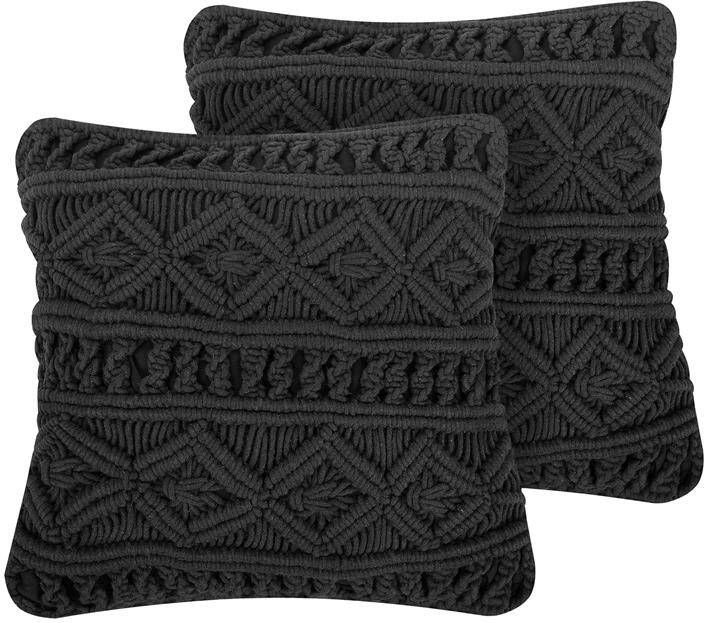 Beliani -MUDANYA -Sierkussen set van 2-Zwart-45 x 45 cm-Katoen
