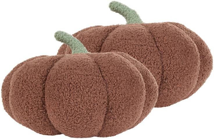 Beliani MUNCHKIN Sierkussen set van 2 Bruin 28 cm Bouclé