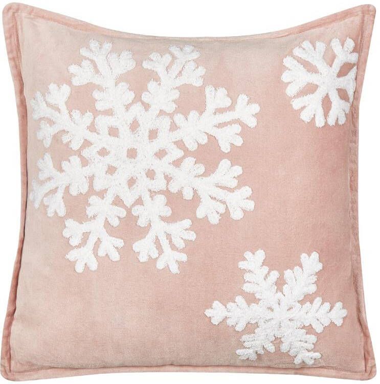 Beliani MURRAYA Sierkussen Wit|Roze Fluweel
