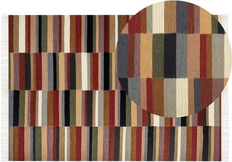 Beliani MUSALER Kelim vloerkleed Multicolor 160 x 230 cm Wol