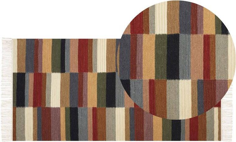 Beliani MUSALER Kelim vloerkleed Multicolor 80 x 150 cm Wol